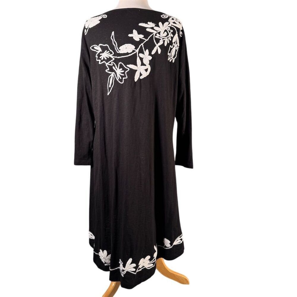 Natural Impressions Women's Size XL Black Embroidered Open Front Cotton Cardigan - Picture 5 of 10